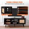 Rattan TV Stand for 55 Inch TV Bohemian Style Media Console with Storage Cabinets